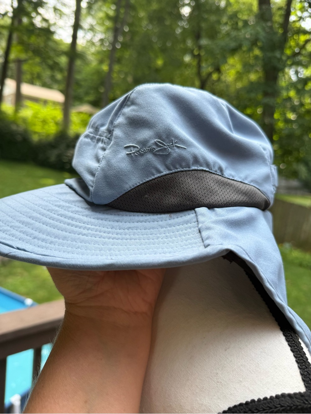 Panama Jack Blue Sun Hat With Neck Flap Nylon OS